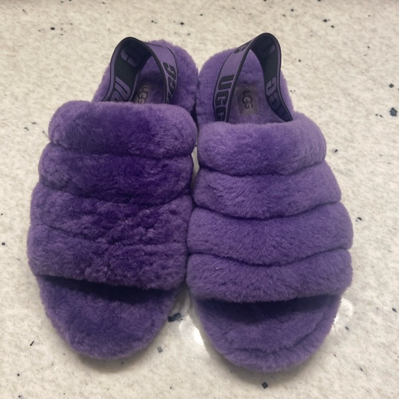 UGG Shoes - Purple UGG fluff yeah slide/sandals with athletic back strap